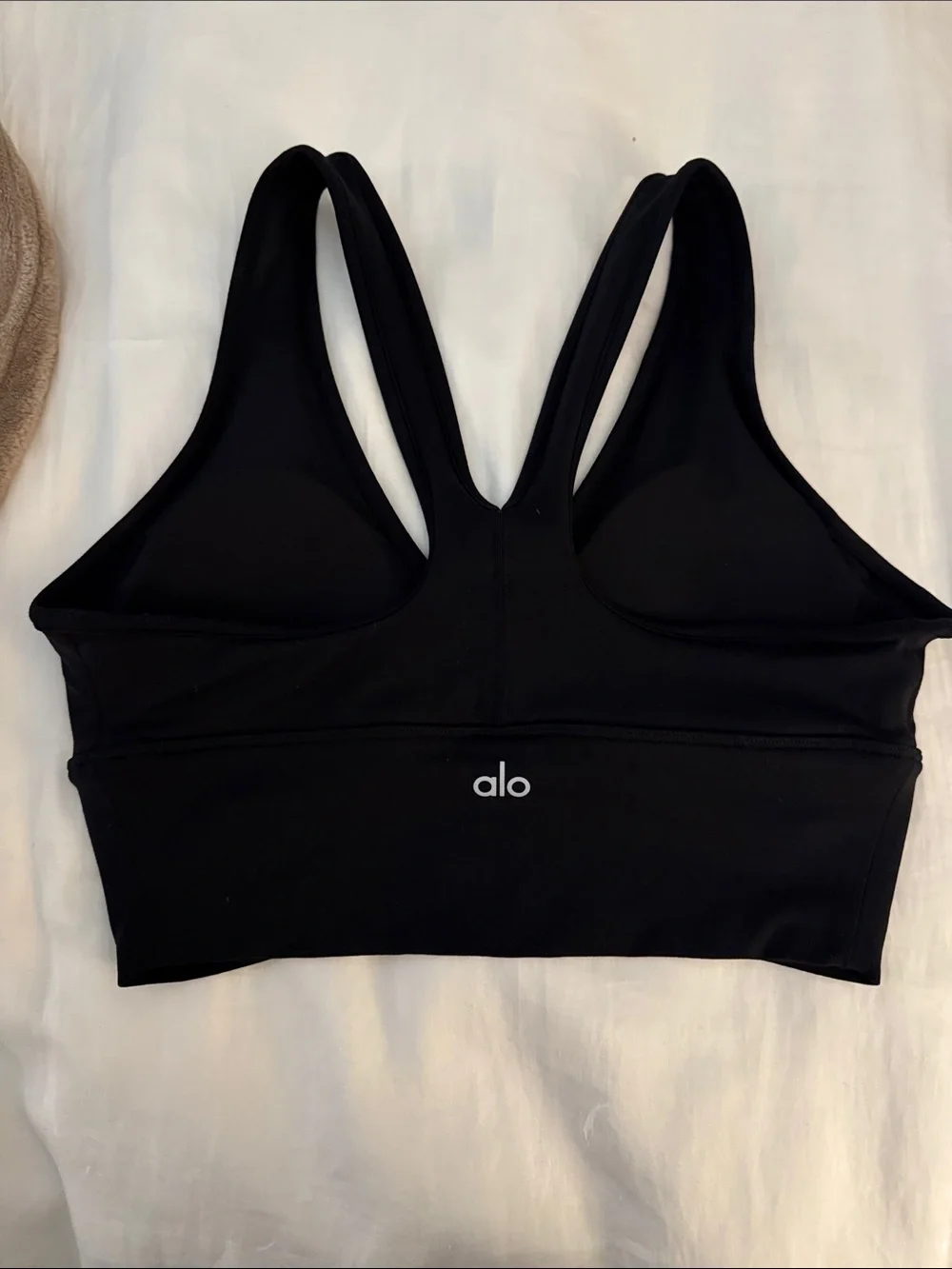 ALO Yoga Black Ruched V-Back Sports Bra